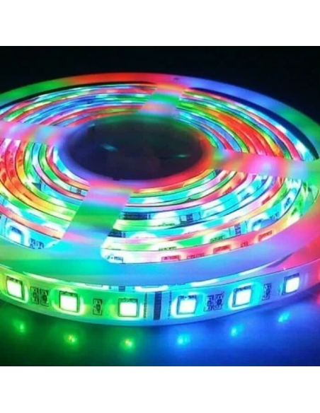 Kit Ruban LED 5M 72W 12V IP65 Multicolore RGB + télécommande