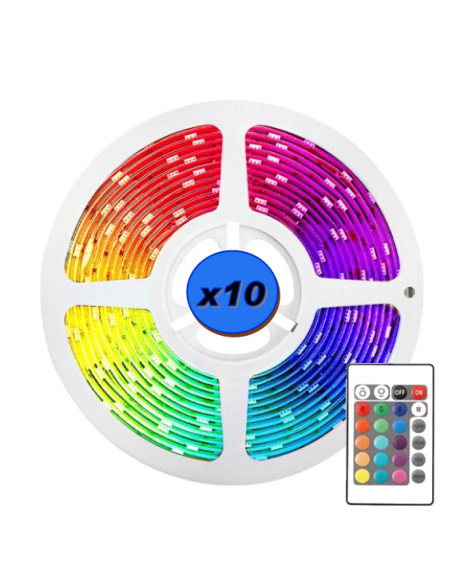 Kit Ruban LED 5M 72W 12V IP65 Multicolore RGB + télécommande