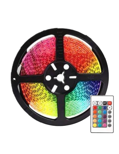 Kit Ruban LED 5M 24W 12V IP20 Multicolore/RGB + télécommande