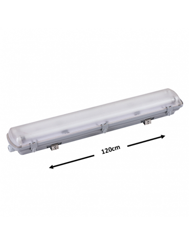 Kit Réglette double étanche IP65 120cm + Tubes LED 18W Lumière du Jour 6500K