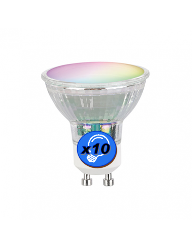Ampoules LED MULTICOLORES 2W GU10 230V RGB (LOT x10)