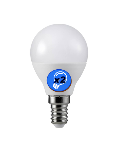 2 ampoules LED Sphérique 220V E14 4W 3000K