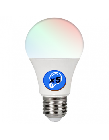 Lots de 5 ampoules LEDS Standard 220V E27 3W CHANGE COULEUR