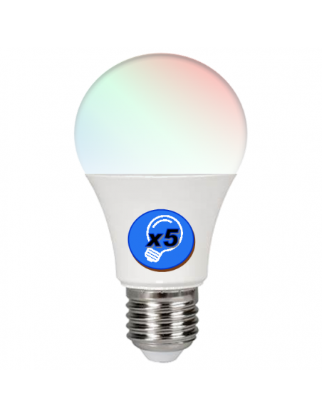 Lots de 5 ampoules LEDS Standard 220V E27 3W CHANGE COULEUR