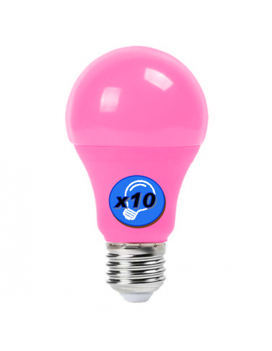 Ampoule LED 9W E27 220V ROSE (LOT x10)