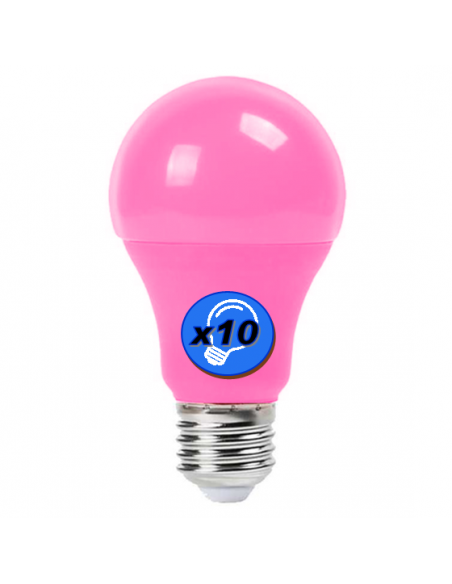 Ampoule LED 9W E27 220V ROSE (LOT x10)