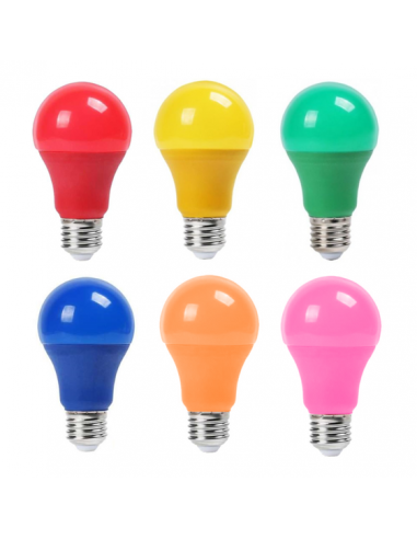 AMPOULE LED STANDARD 9W E27 220V COULEURS X6