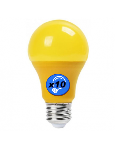 Ampoule LED 9W E27 220V JAUNE (LOT x10)