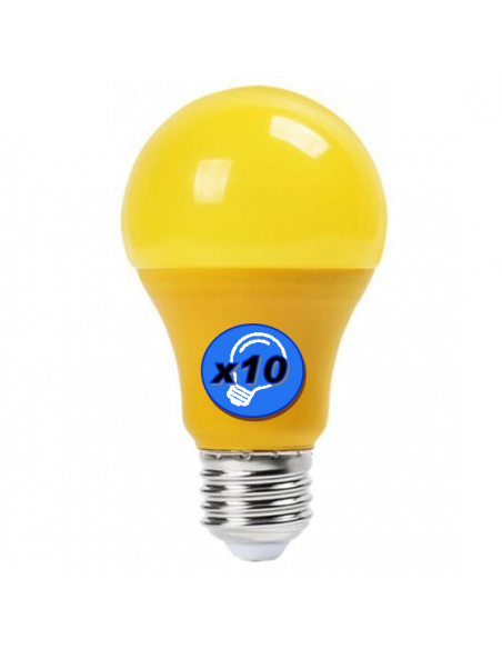 Ampoule LED 9W E27 220V JAUNE (LOT x10)