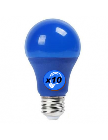 Ampoule LED 9W E27 220V BLEUE (LOT x10)