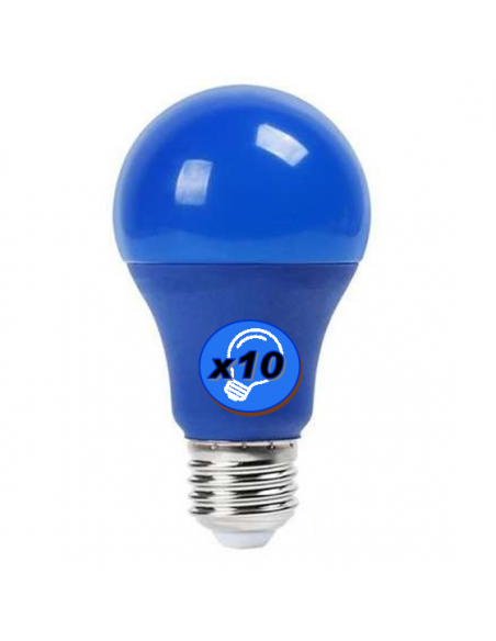 Ampoule LED 9W E27 220V BLEUE (LOT x10)