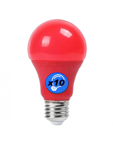 Ampoule LED 9W E27 220V ROUGE (LOT x10)