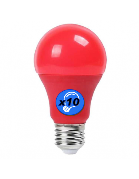 Ampoule LED 9W E27 220V ROUGE (LOT x10)