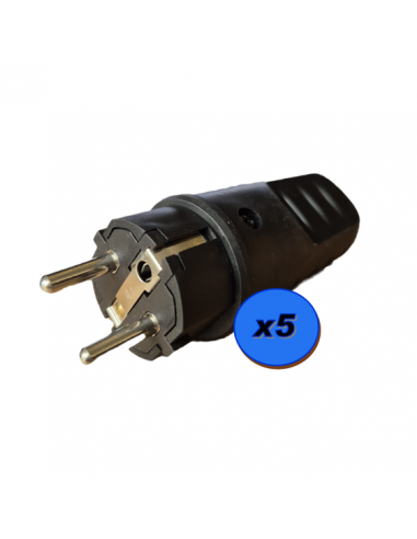 Fiches étanches Noires IP44 (LOT x5)