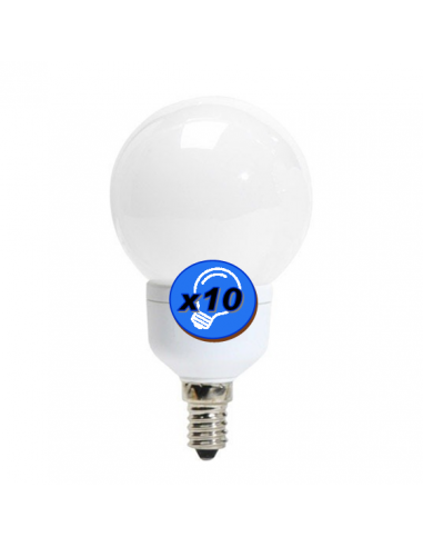 Ampoule basse consommation Sphérique 9W E14 220V Blanc Confort 4000K (LOT x10)