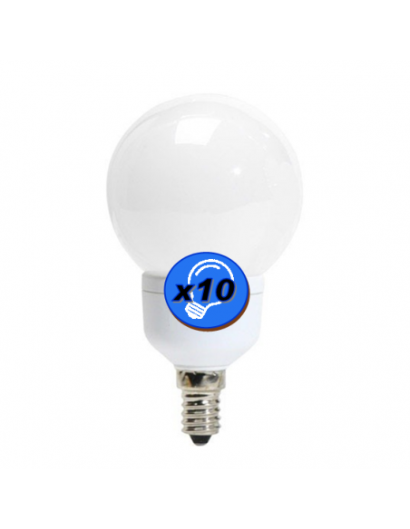 Ampoule basse consommation Sphérique 9W E14 220V Blanc Confort 4000K (LOT x10)
