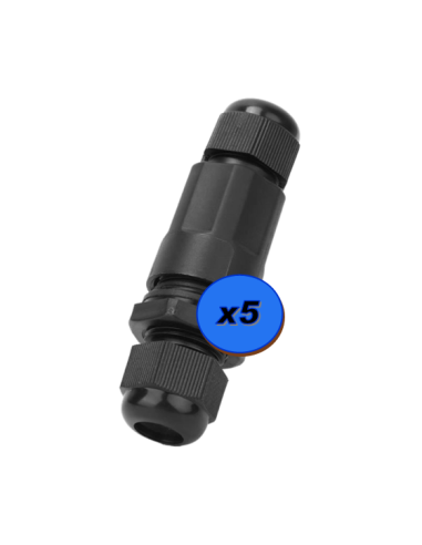 Lot de 5 connecteurs etanches IP68 Noir