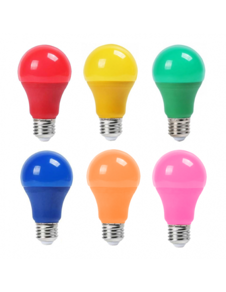 AMPOULE LED STANDARD 9W E27 220V COULEURS X6