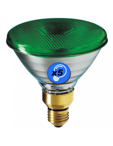 Ampoule PAR38 HALOGÈNE 100W E27 220V VERTE
