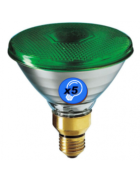 Ampoule PAR38 HALOGÈNE 100W E27 220V VERTE